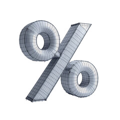 Silver percentage symbol with textured surface on black background