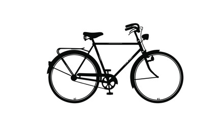 Classic bicycle silhouette on a clean white background, evoking vintage travel and eco-friendly transport.
