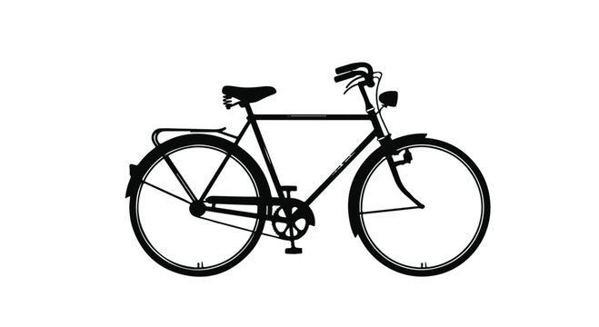 Classic bicycle silhouette on a clean white background, evoking vintage travel and eco-friendly transport.