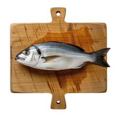 Fresh whole fish prepared on a wooden cutting board