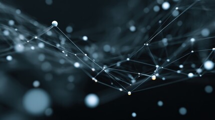 Abstract digital network background with glowing connections and dots in dark space illustrating technology and data communication