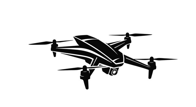 Sleek drone with camera poised for aerial photography and videography.