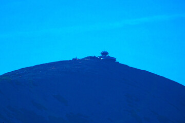 view of peak of Mount Snezka. Krkonose mountains, Karpacz, Poland