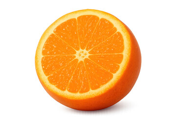 Fresh orange fruit half showing juicy pulp and vibrant color, ideal for healthy eating concepts on transparent background