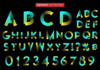 Vibrant alphabet and number set in blue and yellow