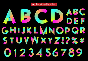 Gradient alphabet and number colorful set