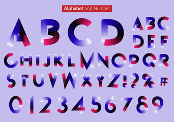 Gradient alphabet font and number vector design