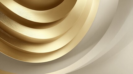 Obraz premium Elegant Abstract Background Featuring Smooth Curved Layers in Soft Gold and Neutral Tones for Artistic Design Projects