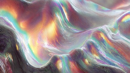 Explore mesmerizing abstract holographic ripples reflecting on a mirrored surface, creating a stunning visual illusion.