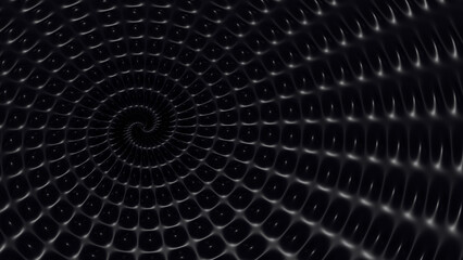 Black and White spiral 3D geometric abstract composition