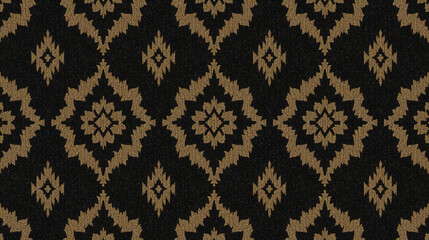 Golden Majesty Elegant Black & Gold Ikat Design