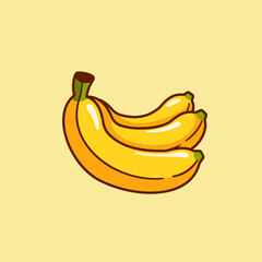 Yellow, ripe banana vector illustration, a sweet, tropical fruit snack on a white background