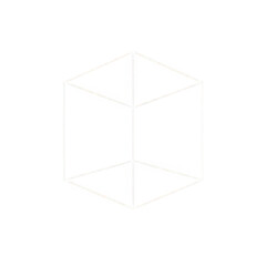 A minimalist white cube outline, isolated on transparent background, representing simplicity, geometry, and modern design with clean lines