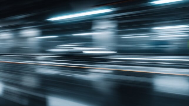 Abstract blurred motion in urban environment conveying speed and dynamism in modern transportation and city life scenes