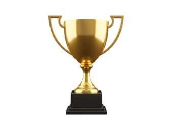 Golden trophy on a black base signifying success and achievement