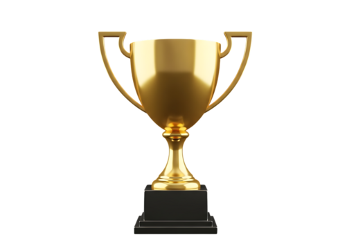 Golden trophy on a black base signifying success and achievement