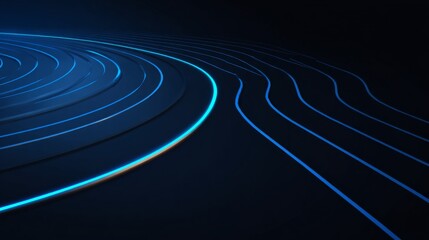 Abstract blue neon light lines on dark background creating dynamic flowing patterns for futuristic visual concepts