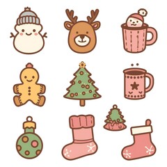 Fototapeta premium Festive Christmas Elements Set | Holiday Icons for Greeting Cards & Decoration