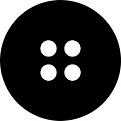 Button 2-hole solid black vector silhouette icon.