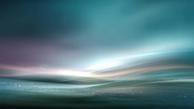 Ethereal digital art scene featuring misty waves, sparkling particles, and a tranquil color palette. Ideal for backgrounds, presentations, or meditation visuals seeking a calming atmosphere