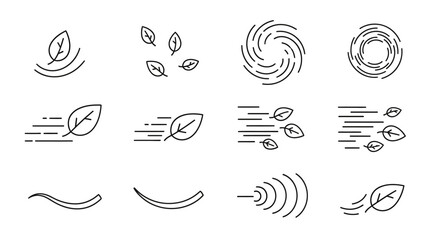 Set of Icons Representing Nature and Weather Phenomena
