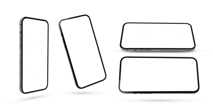 Modern Smartphone Blank Screen Mockup on Transparent Background Png - Powered by Adobe