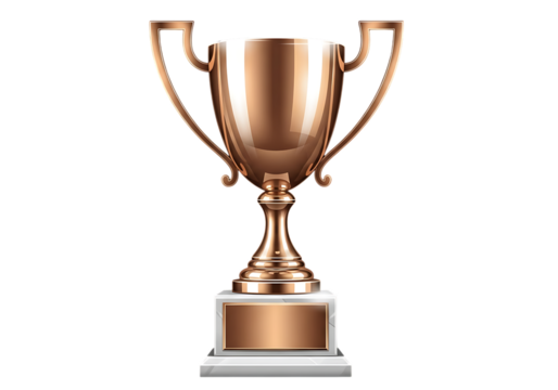 Detailed bronze trophy illustration with marble base on black background