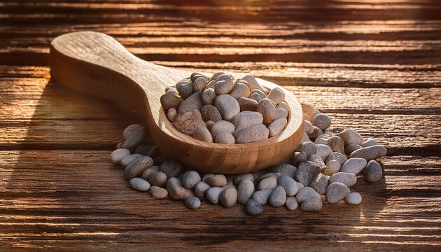 Smooth Pepple On Rustic Wood