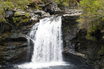 Falls of Falloch waterfall in Loch Lomond And Trossachs National Park, in Autumn in Stirling County on the West Highland, Scotland