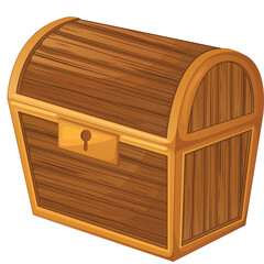 Antique Wooden Treasure Chest with Golden Lock and Metal Accents on Transparent Background
