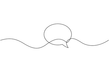Minimalist continuous line speech bubble icon on white background
