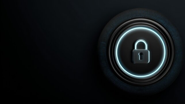 Modern digital lock design with glowing elements on a dark background representing security and technology in the digital age
