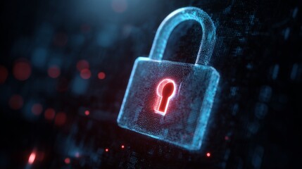 Digital Lock Concept Representing Cybersecurity Protection and Data Safety in Modern Technology with Futuristic Background