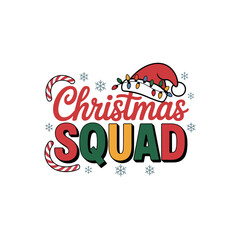 Christmas squad holiday graphic with santa hat and red lights