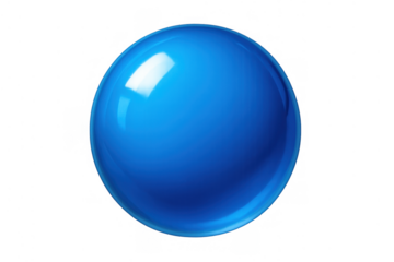 Blue glossy 3d sphere on transparent background representing technology, data, connection, or abstract concept