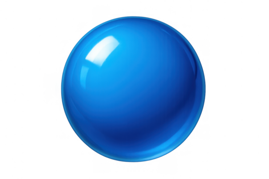 Blue glossy 3d sphere on transparent background representing technology, data, connection, or abstract concept