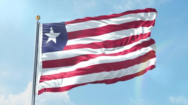 4K Liberia flag waving in the wind - realistic Liberia flag animation in high resolution, perfect for Liberia national day, independence, travel and patriotic video projects - Powered by Adobe