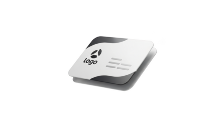 Modern White Business Card with Logo and Lines on Black Background identity contact