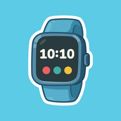 Digital Smartwatch Flat Pastel Vector Illustration for Technology and Time Management Design