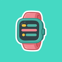 Smartwatch Interface Flat Pastel Vector Illustration for Technology and Wearable UI Design