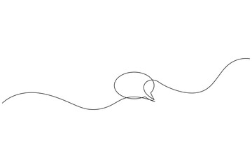 Obraz premium Minimalist continuous line speech bubble icon on white background 