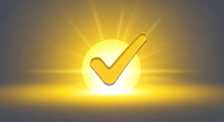 Golden checkmark shines a light on success, perfect for business, approval, and achievement messages that need a touch of optimism and clarity