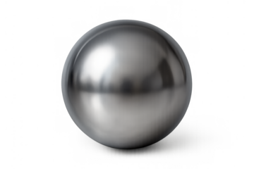 Silver chrome metal ball reflecting light, shiny metallic sphere with a clean smooth surface, transparent background
