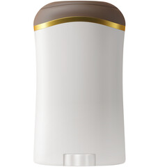 White Deodorant Stick with Gold and Brown Cap Featuring a Smooth White Applicator Base Isolated on a Transparent Background