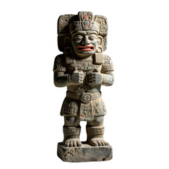 Ancient mayan stone sculpture of a warrior deity