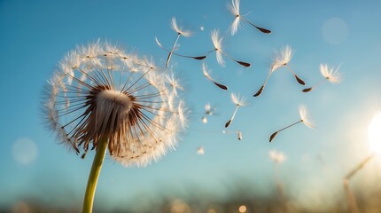dandelion on a blue background