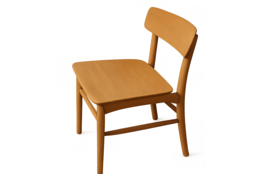 Wooden dining chair, minimalist design, natural wood furniture, comfortable seating, home interior object, transparent background