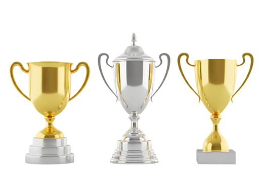 Trophy set celebrating achievements and accomplishments in business and sports