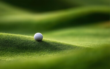 Golf Ball on Lush Green Fairway with Subtle Undulations in Daylight, Perfect for Golfers and Sports Enthusiasts