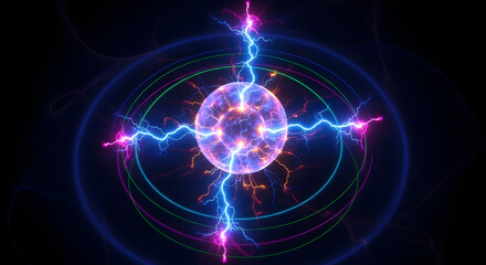 Fototapeta premium Plasma Energy Burst with Neon Rings 